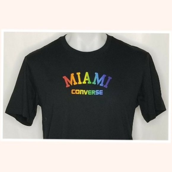 Converse Miami Mens Pride Graphic Tee Black 100% Cotton T-Shirt Size L - Picture 3 of 4